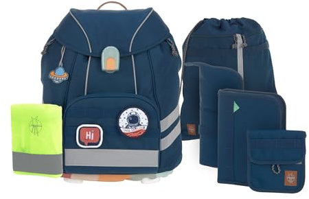 LÄSSIG 7-teiliges Schulranzen Set Kinder/School Set Flexy Unique Navy