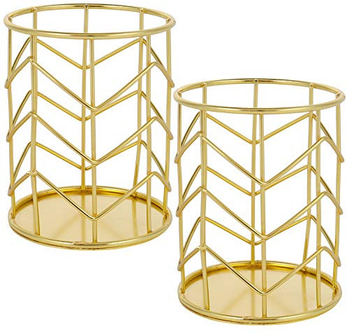 metagio 2 Stücke Stiftehalter Gold Bleistifthalter Stiftehalter Mode Durchbrochen Schreibgerätehalter Schreibtisch Organisator Stift Halter Organizer Make-up Pinselhalter