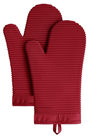 KitchenAid Ribbed Soft Silicone Oven Mitt Set, Smoked Paprika 2 Count