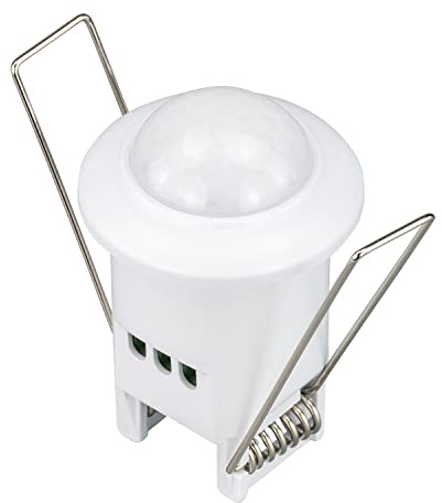 Popp® Détecteur électrique Mini PIR Capteur de Mouvement de Plafond 360 ° 6 m encastré intérieur Coupe ø33 mm, 3 – 2000 LUX IP20, réglable 10 Sec.-17 Min (Pack 1 unité)