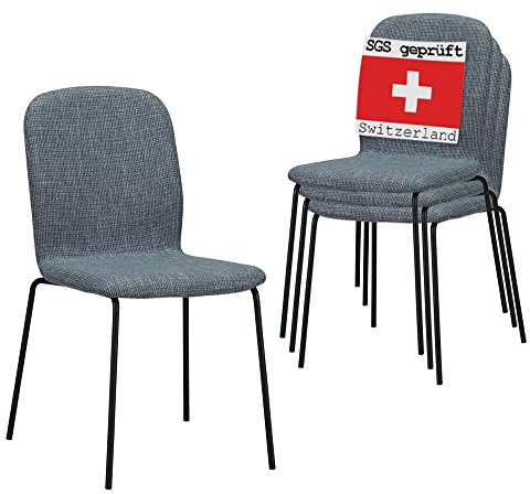 ALBATROS Esszimmerstühle 4er Set ENNA, grau - stapelbar, bequemer Polsterstuhl - Eleganter Küchenstuhl, Stuhl Esszimmer oder Esstisch Stuhl, Konferenzstuhl
