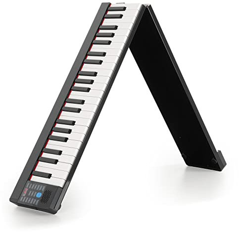 FunKey KP-88II Klapp-Piano - Keyboard zum Zusammenklappen - 88 Tasten in Standardgröße mit Anschlagdynamik - 1100 mAh-Akku - Lautsprecher - Inkl. Tasche, Netzteil & Sustain-Pedal - Schwarz