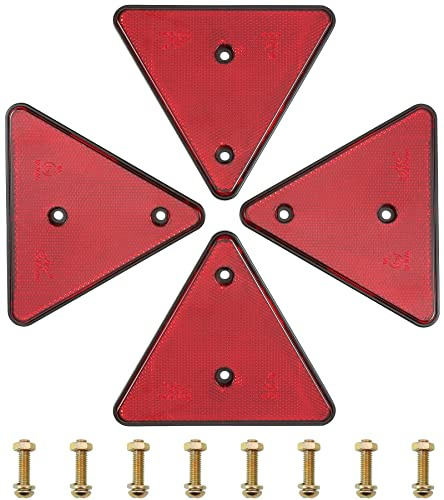 SPARKMOTO Catadioptrico Triangular 4 Piezas,catadióptricos Triangulares para Remolque,Reflector de Triángulo Rojo,Homologados ECE R3 Catadioptrico Triángulo Remolque Apriete de Tornillo