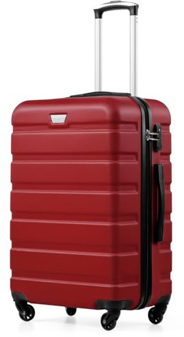 COOLIFE Resväska med hårt skal, rullväska, resväska, ardskal, handbagage med TSA-lås och 4 hjul, Spinell röd, Großer Koffer, Premium resväska