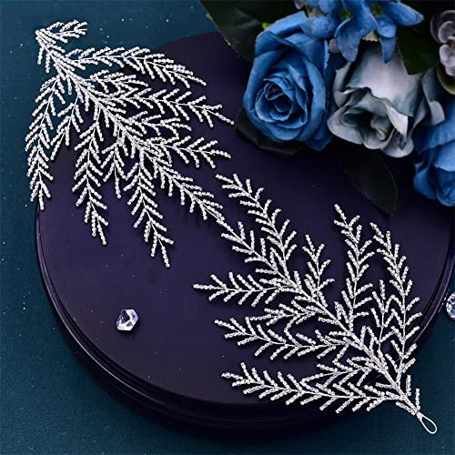 Youllyuu Damen-Haarreif mit Blatt-Motiv, Legierung, Hochzeit, Brautschmuck, Tiara, Kopfschmuck