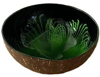 Jannity Bol décoratif naturel en coquille de noix de coco - Bol de rangement bio - Pour bonbons, fruits, noix - Bols de service de cuisine (vert)