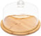 Bell Jar Cake Bell Glass Hood Cheese Bell with Bamboo Plate Cake Plate Hood Serving Plate with Glass Hood Wooden Cheese Plate Cheese Board-21X21X15.7CM