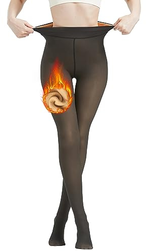 Strumpfhosen Damen Winter 1 Pack, Thermo Gefütterte Strumpfhose Damen Leggings Warme Fleece Transparente Thermostrumpfhose für Damen Thermal Tights Winterstrumpfhose