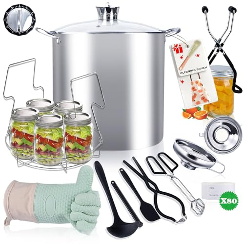 Canning Pot-Canning supplies starter kit, Canning Tool Kits Set for Beginners, Stainless Steel Water Bath Canner Kit with rack for canning
