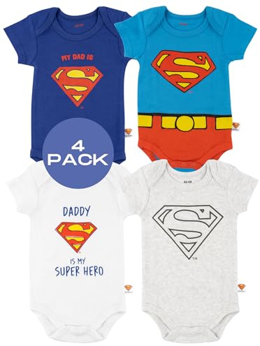 DC Comics Superman Body Bebe Manga Corta Regalos Para Bebes Recien Nacido Pack De 4 62-68 Superman 4 Piezas