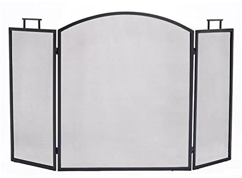 Schwarze Kaminabschirmung, schmiedeeisernes schwarzes Metall mit Griff, Baby-Sicherheitszaun, Funkenschutz (einfarbig 132 x 78,7 cm/52 x 31 Zoll) Marriage