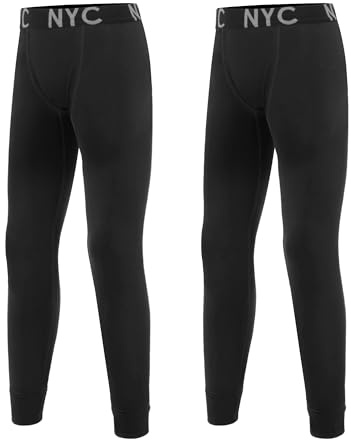 Uizuooy Lange Unterhosen Kinder Jungen SportunterwäSche Kinder Fussball Kompressions Leggings Jungen Baumwolle Schwarz 1/2er Pack 2601