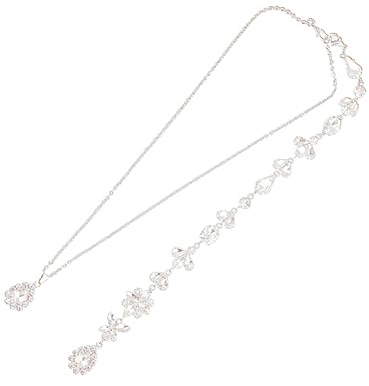 WRITWAA Elegante Brauthalskette mit Rückenkette aus Kristall Silberne Halskette für Hochzeit und Geburtstag als Geschenk und Dekoration