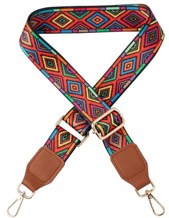 Breiter Schultergurt Breit 3.8cm Längenverstellbarer Tragegurt 75-145cm Bunt Bedruckter Schultergurt Stabiler Tragetiemen für Damen Herren Crossbody Canvas Tasche Handtasche DIY Zubehör Gold Karabiner