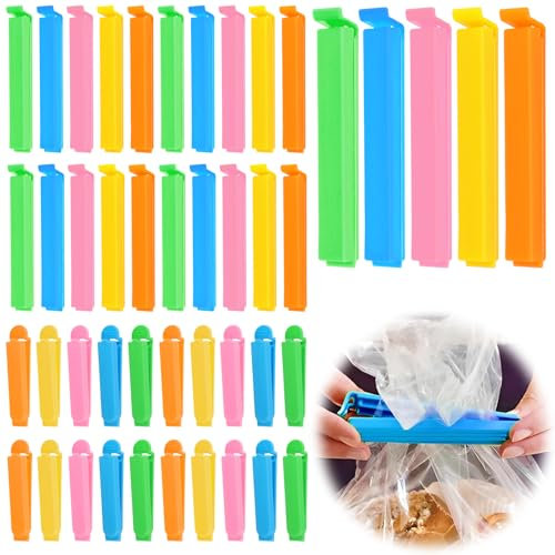 40 Piezas Pinzas Bolsas Alimentos,7/11 cm Pinzas Cocina Bolsas,Pinzas Cierre Bolsas,Clip de Cierre de Cocina Multicolor Reutilizable,para Embalaje de Cocina, Caramelos, Café