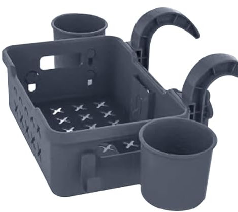 Mimoqk Panier de piscine hors sol, Panier de rangement au bord de la piscine | Panier organisateur de piscine avec cadre et porte-bouteille - Panier organisationnel pour piscine hors sol pour