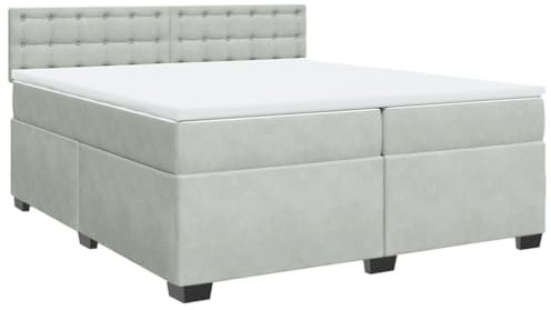 vidaXL Ramsäng med madrass ljusgrå 200x200 cm sammet