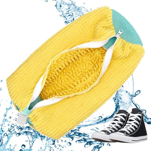 1pc Bolsa Lavadora Zapatillas,Shoe Cleaning Bag,Laundry Shoe Bag de Limpieza de Zapatos Bolsa de Lavado de Zapatos Reutilizable Bolsa de Lavandería con Cremallera Fluffy Fibers Keep 360° Wrap-around