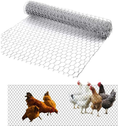 Clôture en treillis métallique galvanisé - 640 g - Grillage galvanisé - Pour poulets - Maille fine - Clôture décorative - Clôture - Clôture - Cage à volailles - Pour jardin, balcon