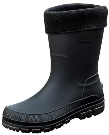 Bottes de pluie amovibles doublées de polaire Homme Bottes de pluie chaude homme Bottes Pluie Courtes Antidérapant Souple Bottines en Caoutchouc Hiver Chaude Imperméable Chaussures de Jardinage 39-45