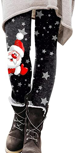 Thermo Leggings Damen Strumpfhosen Ohne Fuß Weihnachten Damen Leggings Enges Shape Abnehmen Damen Sport Leggings Mit Bunt Lustig Weihnachts Muster Große Größen Moderne Classic Wollstrumpfhose Damen