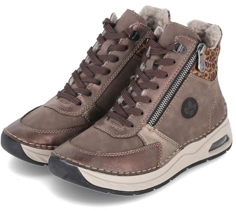 Rieker 44565-25 Schnürstiefel Kunstleder Damen in braun-Kombi - Gr. 39