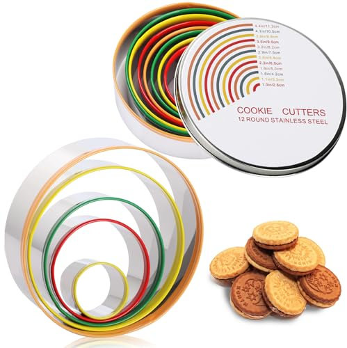 GeeRic Lot de 12 Emporte-pièces Ronds en Acier Inoxydable pour Pâtisserie