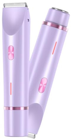 CWEROM Elektrischer Rasierer Damen, Komfortabler Elektrischer 2-in-1-Damenrasierer, Intimrasierer für Frauen, Wasserdicht Nass- und Trockenrasierer für Gesicht Bikini Achseln Beine Arme Körper (Lila)