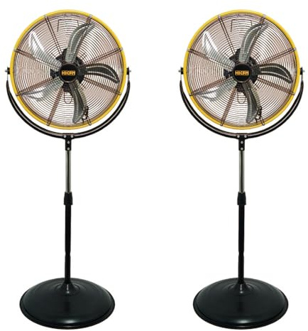 HiCFM 20 Tilting Pedestal Fan, 4300 CFM High Velocity 3-Speed Standing Fan with 1/5 HP Powerful Motor for Commercial, Industrial, Warehouse, Garage, Workshop - UL Safety Listed, 2 Pack