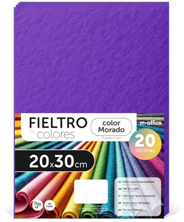 m-office Bastelfilz für DIY-Projekte, Filzplatten in bunten Farben, Weich und Flexibel, Material für Nähen und Patchwork Stoffe, Ideal Handarbeiten, Deko Kunsthandwerk, 40x60cm, (Lila, 5 Stk)