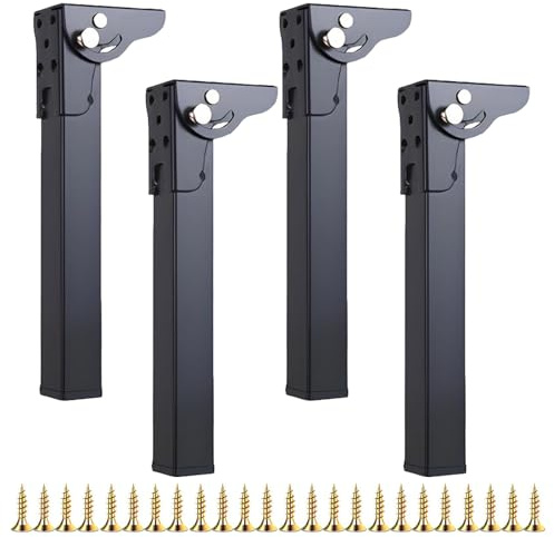 Pyuyan 4 Stück 35cm Klapptischbeine, Metall Klapptischbeine | Klappbar Ersatzfüße, Eisen Schwarz 90°Tischbeine, für Klapptisch, TV-Schrank, Couchtisch, Schreibtisch, Esstisch, DIY-Möbel