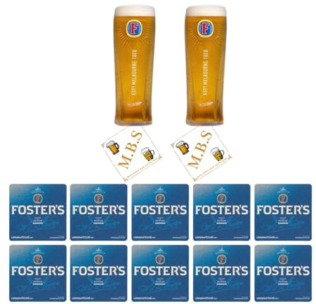 Foster's Beer Pilsner - Juego de vasos con 10 posavasos, colección Melbourne Crafted Refresh