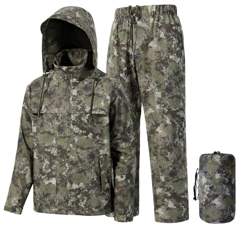 Bassdash Chubasquero Hombre Impermeable Transpirable y Resistente Equipo de Pesca para Lluvia Plegable Para Caza Senderismo Running y Ciclismo FW12