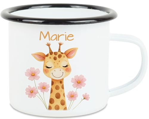 Kiddle-Design Einhorn Tasse Kinder Personalisiert mit Name - Kinderbecher für Kita, Kindergarten - Kindertasse mit Einhorn-Motiv als Trinkbecher, Zahnputzbecher - Einhorntasse Emaille Blau