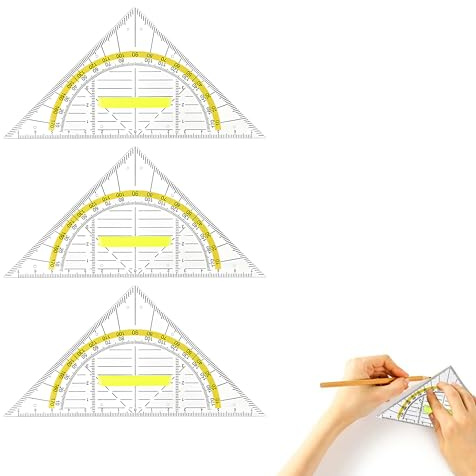 3pcs Transportador de Angulos de, con Mango, 14 cm, Apto Para la Escuela, la Universidad y la oficina.