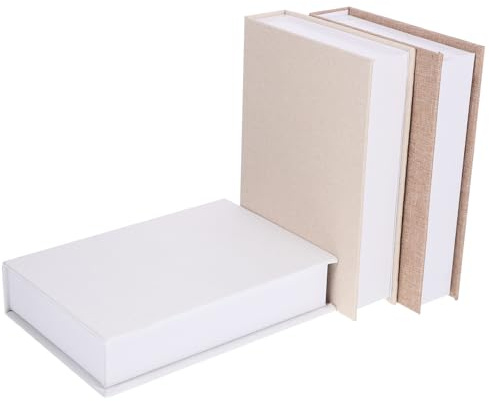 NUOBESTY Boîte Décorative de Livre Decoratif en Papier et Lin, Lot de 3 Pièces pour Organiser et Décorer Bureau ou Étagère la Maison