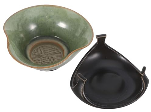 UTHCLO Colador de Té Grande de Cerámica Vintage Malla Fina Infusor Reutilizable para Hojas Sueltas en Rituales Chinos Filtro para Tetera Resistente al Agua Caliente Accesorio para