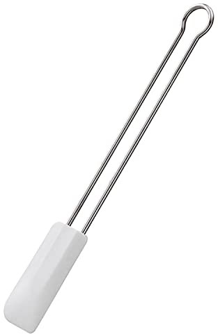 RÖSLE Espátula de Masa, Rasqueta de Masa como Ayuda para Hornear y Cocinar, Silicona Resistente, 20 cm, color blanca, Acero Inoxidable 18/10, -30 a +200 Grados Celsius, Apto para Lavavajillas
