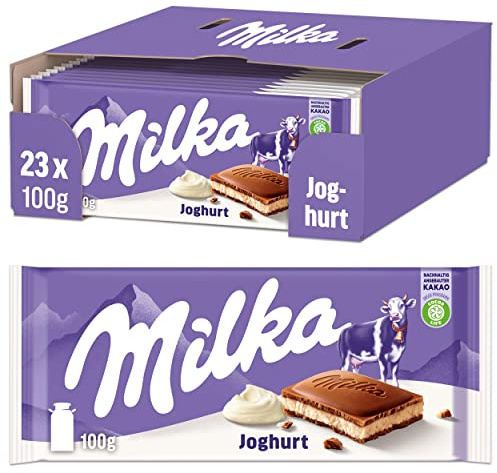 Milka Joghurt Tafel 23 x 100g, Schokoladentafel mit cremiger Joghurt-Füllung, Noch schokoladiger