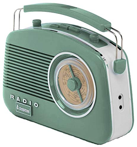 Steepletone Brighton 1950's Portable Retro Style Rotary Radio - Green/White