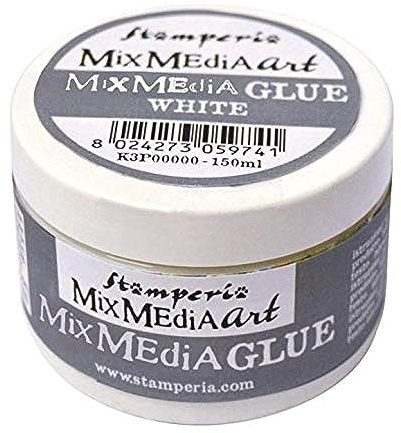 Stamperia DC28M Mix Media Kleber-150 ml, Paste auf Wasserbasis, Weiß, 7 x 7 x 5