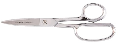 Klein Tools 718LR Scissors, Made in USA, Heavy Duty Shear Cuts Fabric, Rubber, Poultry, Light Metal, and More, High-Leverage, Ergonomic Snips, 8-5/8-Inch