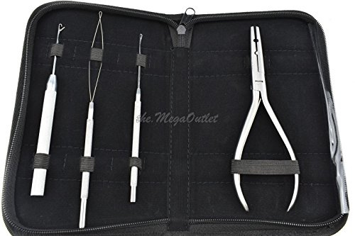 MAQNSCO Hair Extensions Tool Kit – Includes Micro Rings, Tube Pulling Loop, Needle, Pin, and Wire for Professional Hair Extension Application