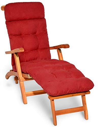 Beautissu Bequeme Liegenauflage Deckchair & Sonnenliegen 200x50cm Flair DC – 8cm Dicke Polsterung Gartenliege Auflage Sonnenliege Liegestuhl Polster mit Schaumflockenfüllung Gartenmöbel Kissen in Rot
