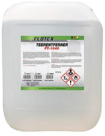 Flotex® Profi Teerentferner Auto - 10L I Teer Entferner für Auto, Wohnmobil, Werkzeuge & Mehr - Löst effektiv Rückstände von Teer, Bitumen, Öl & Fett I Bitumen Entferner, Baumharzentferner