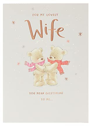 UK Greetings Weihnachtskarte für die Frau – Teddy-Design
