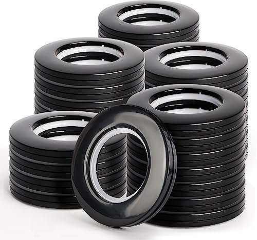 WCIC 32PCS Curtain Grommet Kit 40mm Plastic Eyelet Rings DIY Nanoscale Silencing Roman Rings for Window Rod Black