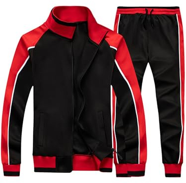 FTCayanz Trainingsanzug Herren Sportanzug Jogginganzug Männer Langarm Anzug Fitness Sporthose Freizeitanzug