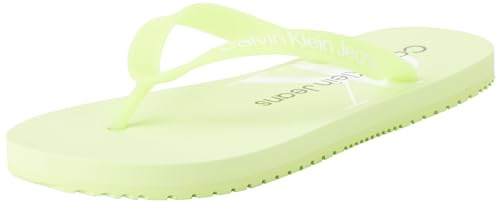 Calvin Klein Jeans Infradito Donna Beach Sandal Scarpe da Mare, Giallo (Lime Sorbet/Bright White), 36