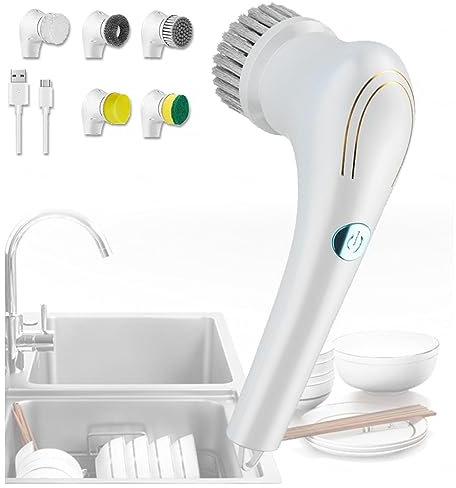 Electric Spin Scrubber Brush, With 5 Changing Heads Scrubber Cleaning Brush, Usb Charging,360° Vibration Cleaning Electric Kitchen Brush, For Cleaning Tile,Floor,Window